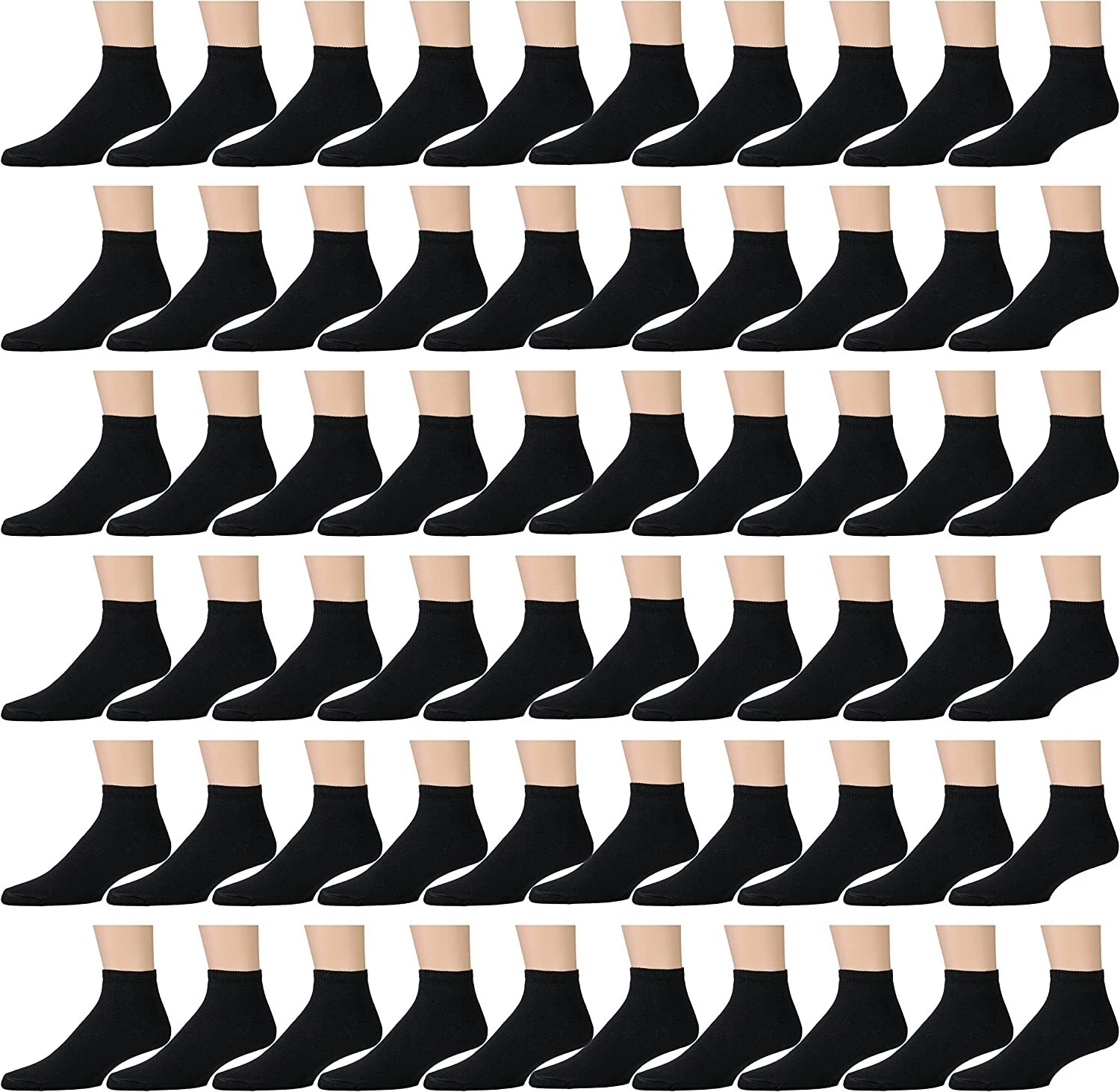 60 Units of Men's Loose Fit Non-Binding Cotton Diabetic Ankle Socks Black 13-16
