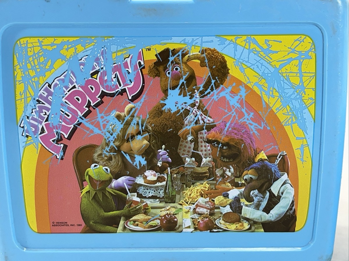 Vintage Jim Henson Muppets Thermos Blue Lunch Box / Lunchbox, 1982
