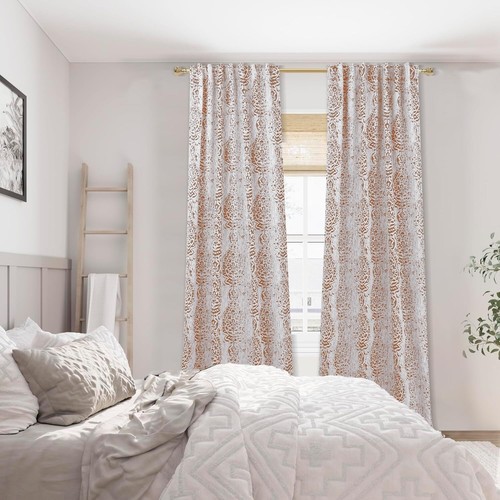 Terrakotta Rost Boho Muster Vorhänge 96 Zoll Länge für Wohnzimmer 2 Paneele... - Bild 4 von 8