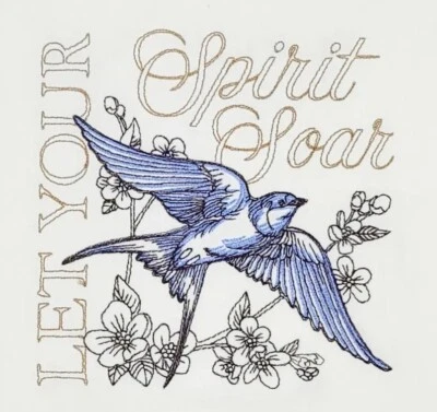 SOARING SWALLOW MEDLEY MACHINE EMBROIDERED FLOUR SACK DISH TOWEL