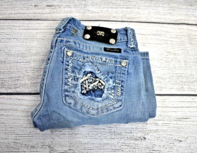 Miss Me JE5862B2N Boot Cut Denim Jeans Distressed Embellished Women's Size 26