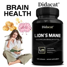 Lions Mane Mushroom Supplement 120 Capsules Brain Booster Memory Mental Clarity