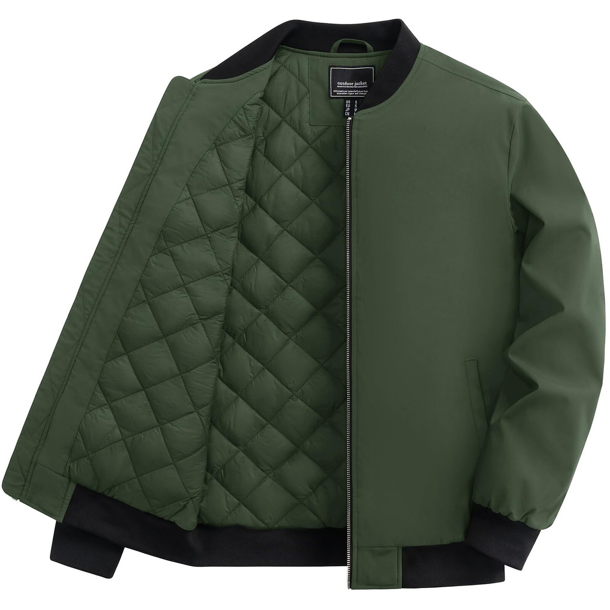 Men's Bomber Jacket Warm Quilted Lined Full-Zip Casual