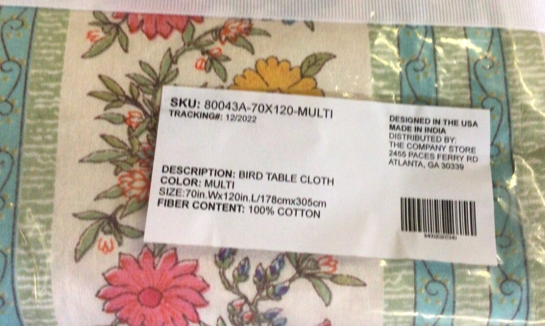 The Company Store Bird Table Cloth-70in. X 120in.