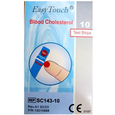 Easy Touch BLOOD CHOLESTEROL Test Strips 1 box @ 10 strips Free Ship USA