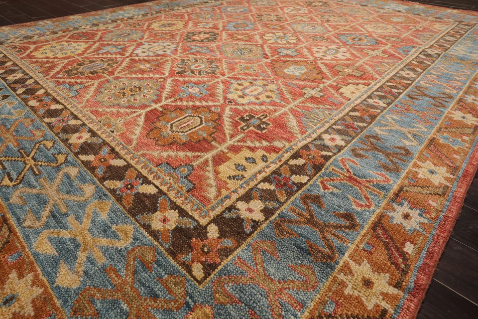 LoomBloom Multi Size Orange Hand Knotted Arts & Crafts Oushak Geometric Wool Rug - Image 3 of 4