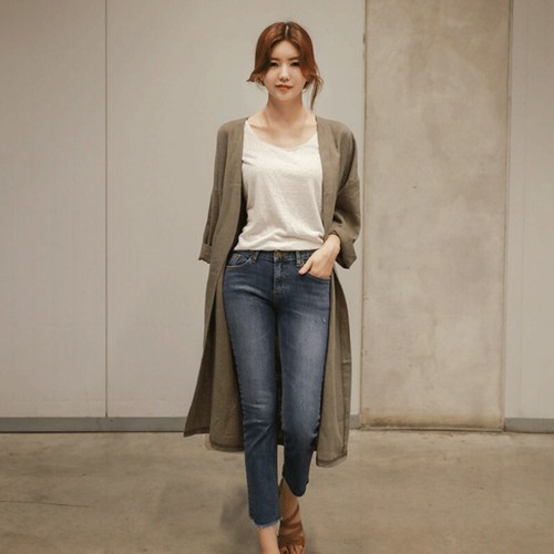 Lady Cotton Linen Cardigan Windbreak Coat Loose Long Jacket Oversize Retro Baggy - Picture 3 of 14