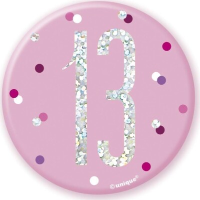 Einzigartige Party: Bday Glitz Pink 3 Zoll Abzeichen - 13 -