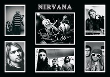 NIRVANA Multi Signed A4 Autograph PHOTO Montage Signature Print Kurt Cobain