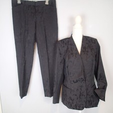 Lafayette 148 Black Pant Suit tuxedo styl Monochromatic Animal Print suit jacket