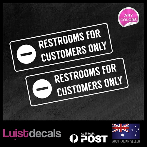 2X RESTROOMS FOR CUSTOMERS ONLY Door Window Glass Decals Vinyl Stickers 225x70mm - Picture 1 of 2
