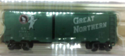 N SCALE BROOKLYN LOCOMOTIVE WORKS 40' BOXCAR GREEN GREAT NORTHERN Rail # 27683