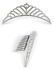 Tiara w/ Side Comb - Clear Crystal Stones - CB-6871