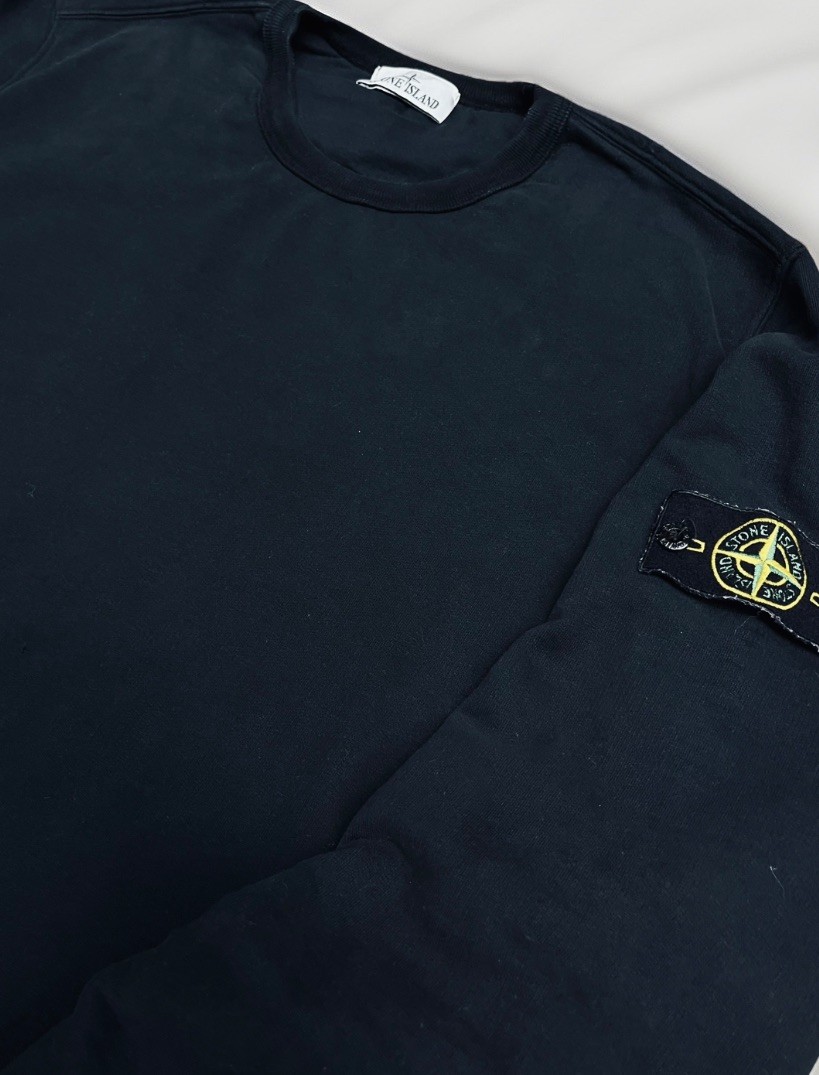 Stone Island Black Crewneck Sweatshirt Compass Patch Men’s Size 2XL  thumbnail 2