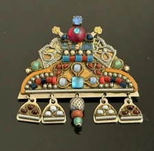 MCM Ayala Bar Israel Mosaic Beaded Brooch Mixed Media Brooch Pin