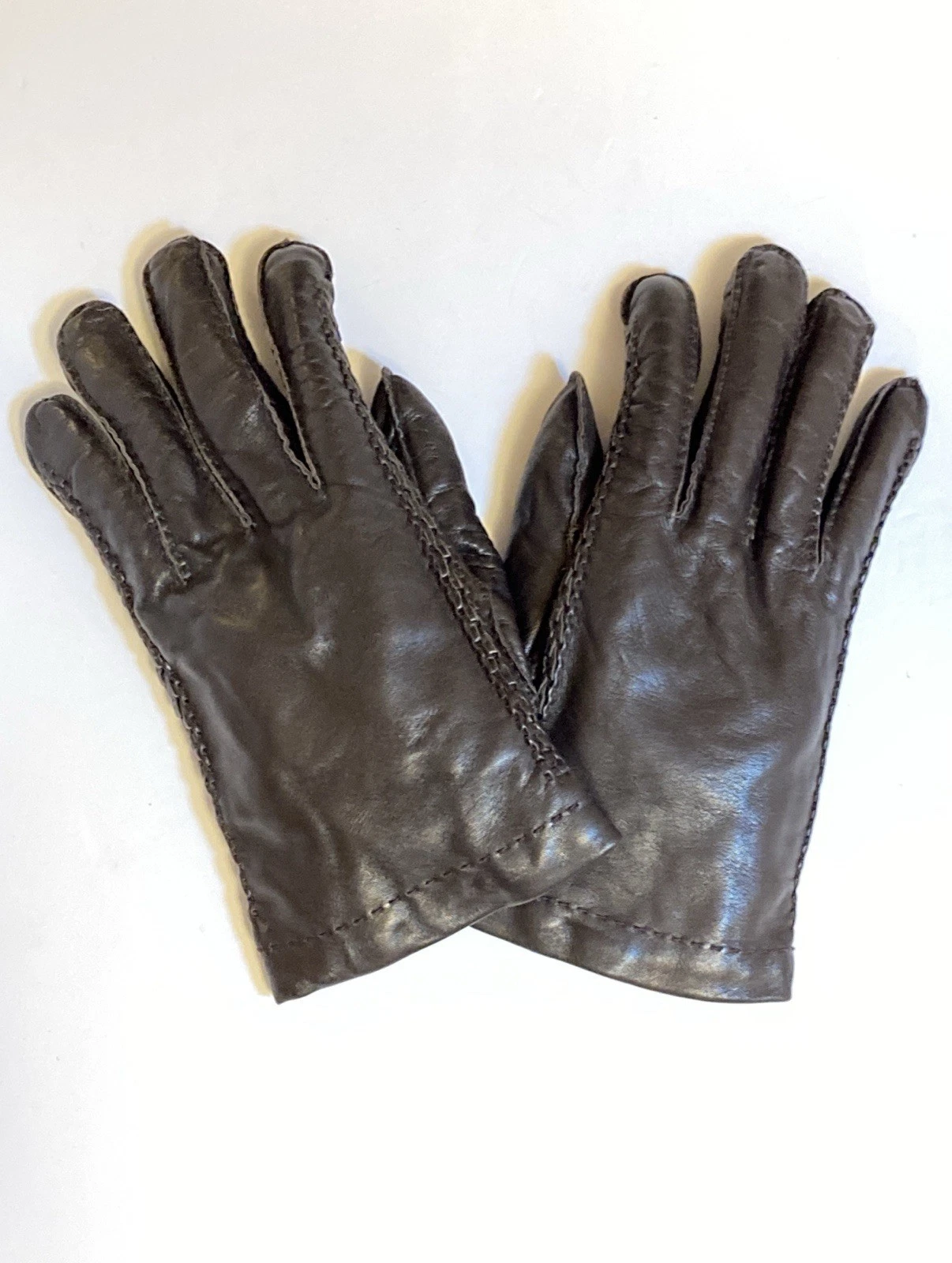 Vintage Portolano Italian Men’s Black Leather Gloves Cashmere Lined Size L