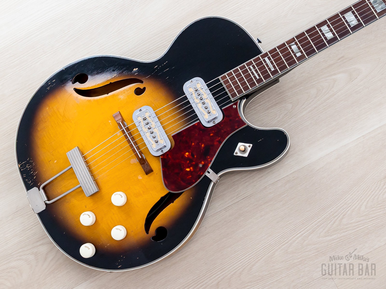 1966 Harmony Meteor H70 Vintage Guitar w /  Maple Top & DeArmond Gold Foils