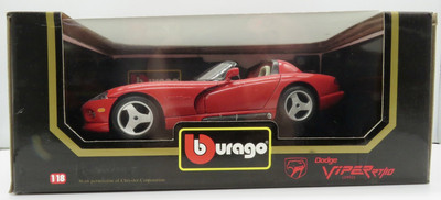 Burago 1/18 Scale Diecast & Plastic 3025 Red Dodge Viper RT/10 1992 With Box