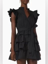 Ulla Johnson Lulua Black Ruffle Mini Dress Size 0
