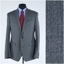 Mens Check Blazer 40R UK Size CELIO CLUB Grey Margotto Wool Sport Coat Jacket