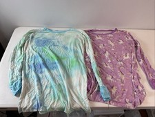 Lot of 2 sets Little Sleepies long sleeve pajamas Unicorn tie dye size 16 bamboo