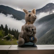 R Dakin  Co Kangaroo Mama Baby Joey Pouch Stuffed Animal Toy 1982 Vintage Plush