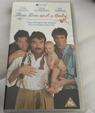 THREE MEN AND A BABY FILM STARRING TOM SELLECK  STEVE GUTTENBERG VHS VIDEO TAPE