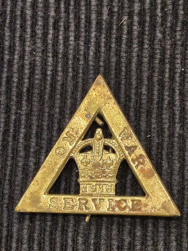 WW1 British Army On War Service 1916 Lapel Badge Pin Vtg  WYLIE & CO LONDON