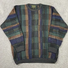 Vintage Tosani 3D Sweater Mens XXL Biggie Cosby Wool Blend Canada Made Stained