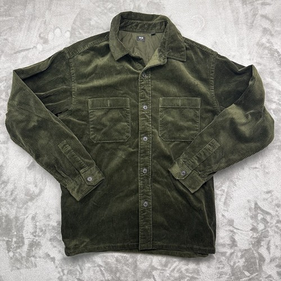 #ad #ad Uniqlo Jacket Mens Medium Green Overshirt Chore Shacket Corduroy $28.00