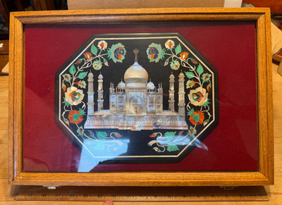 Mother of Pearl 1FT Taj Mahal Design Floral Multi-Inlay Marquetry Decor in Case