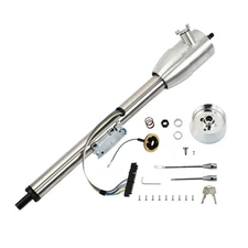30" Stainless Tilt Manual Floor Shift Steering Column w/ Adapter & Ignition Key