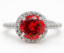 3CT Fire Garnet  White Topaz 925 Sterling Silver Ring Sz 8 UB2-1