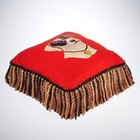 Vtg Black Red Jack Russell Terrier Dog Embroidered Mix Tassel Throw Pillow 16" — photo 3