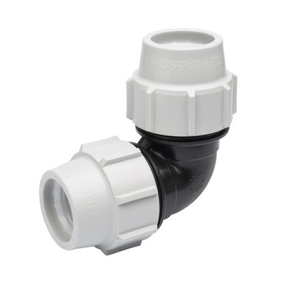 PLASSON 90 BOGEN MDPE ROHRVERSCHRAUBUNG - 20mm bis 63mm ( WRAS ZUGELASSEN )