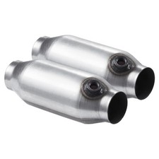 2 Pcs 2.5 Inch Universal Catalytic Converter 2.5 Inlet And Outlet With O2 Port