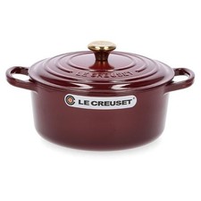 Le Creuset Signature Cocotte 22cm 3.5Qt Rhone Gold Knob Cast Iron NIB