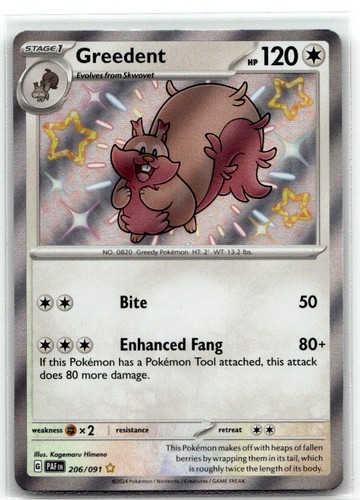 Greedent #206/91 (Holo) (NM) SV: Paldean Fates PAF Pokemon
