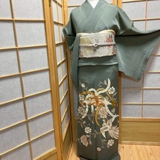 6175 Japanese Tomesode Kimono Vintage Womens Silk Fabric Robe Kimono only sold