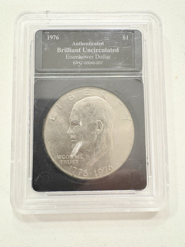1976-D Brilliant Uncirculated Eisenhower Dollar $1 Bradford Exchange Slab