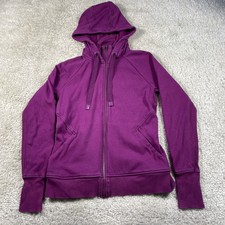 Athleta Hoodie Womens Small Triumph Purple Full Zip Drawstring Fleece-Lined