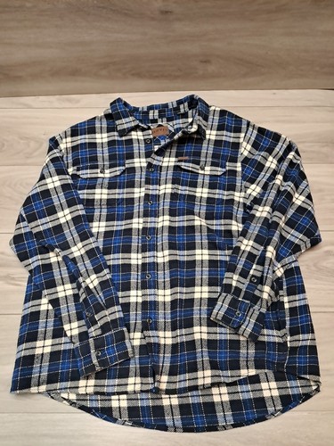 Orvis Shacket Mens 2XL XXL Blue Plaid Cotton Heavyweight Flannel Shirt Workwear - Picture 1 of 22
