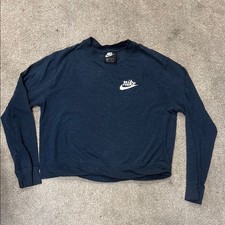 Nike Dark Speckled Blue Long Sleeve Crewneck Crop Top Size XS