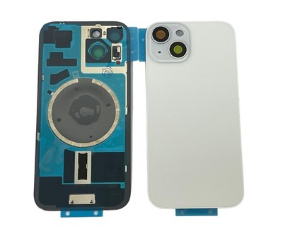 Battery Back Cover Door With Rear Glass Lens + Magnets For iphone 15 Blue=White