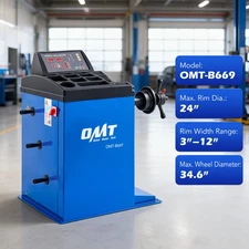 OMT Wheel Balancer for 3"-12" Rim Width 24" Rim Diameter with LCD Display