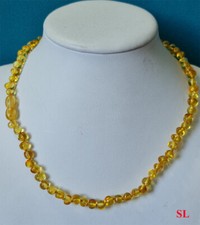 Véritable collier en ambre de baltique, rond difforme, couleur Miel, certificat 