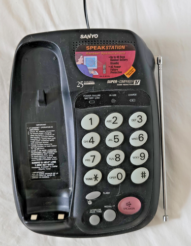 Sanyo Super-Compander IV telefon bezprzewodowy + podstawa z ładowarką, antena - Zdjęcie 2 z 13