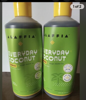 Alaffia Everyday Coconut  Shampoo, Purely Coconut 16oz (pack of 2) Plant Based
