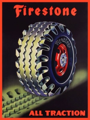 Firestone All Traction Tires NEW Sign 24''x30'' USA STEEL XL Size 7 lb