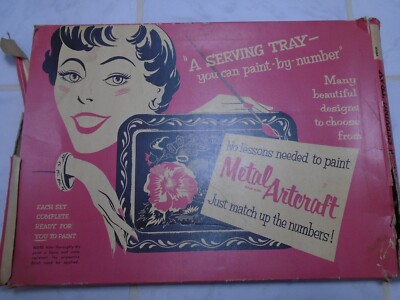 Rare Vintage Metal Artcraft Serving Tray Paint By Number June Bouquet  Baltimore
